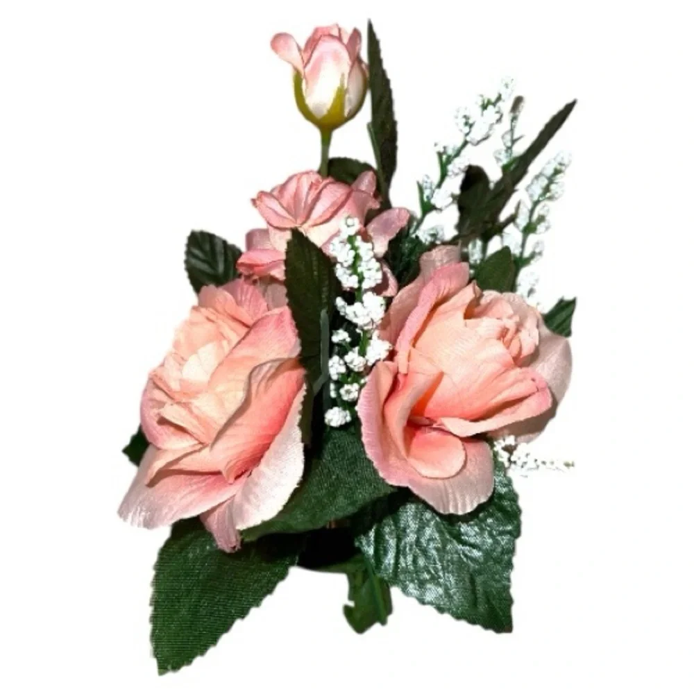 Elegant Peach artificial Floral wristband corsage or pin on corsage Arrangement